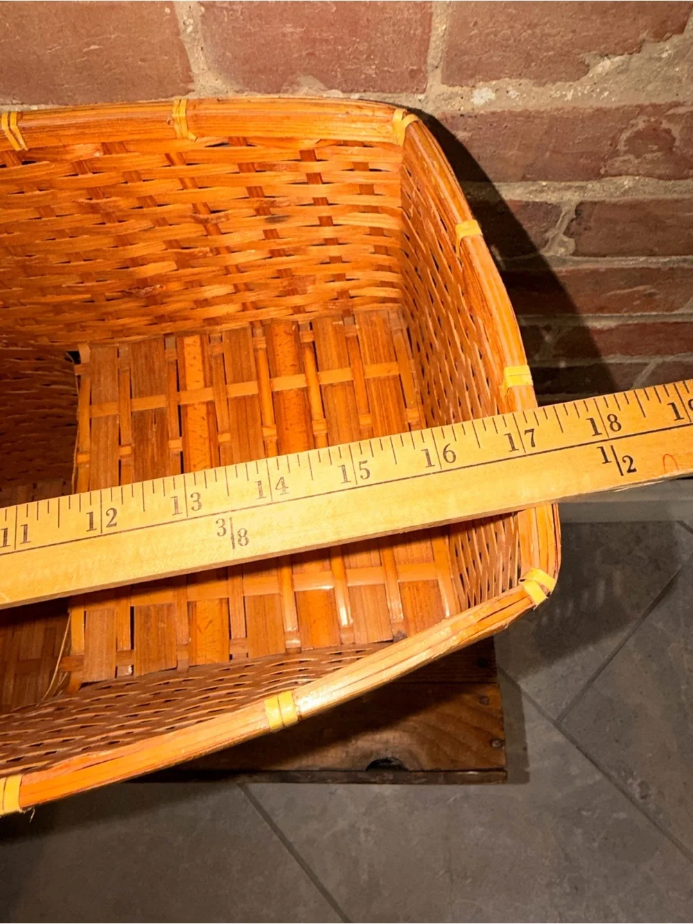 Woven Orange Corner Storage Basket with Handle